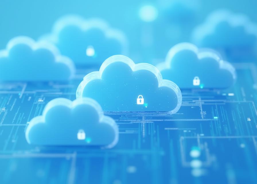 Cloud security dashboard for hybrid and multicloud environments showing access management and encrypted storage monitoring